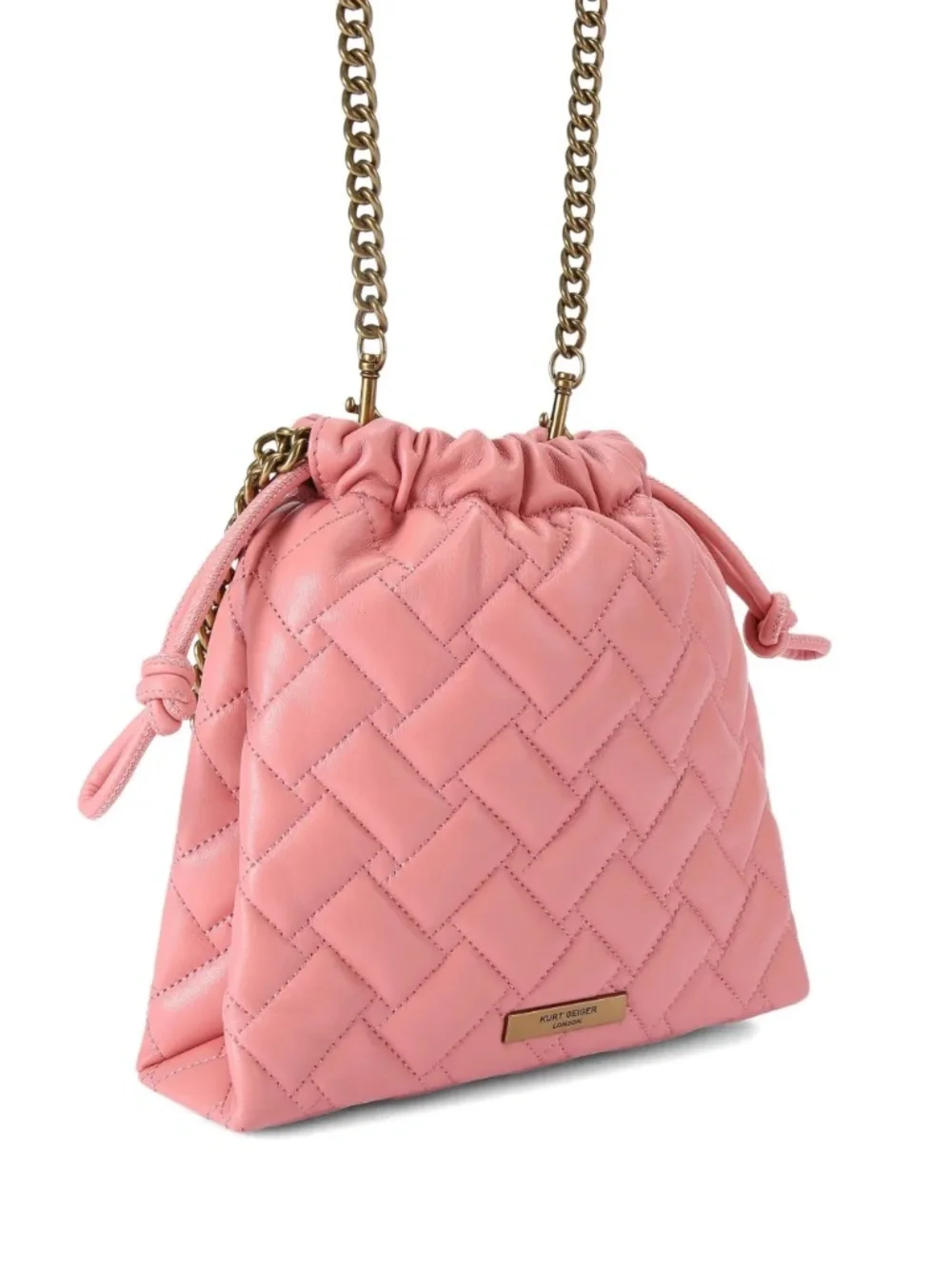 Kurt Geiger London Pink Quilted Chain-Strap Shoulder Bag